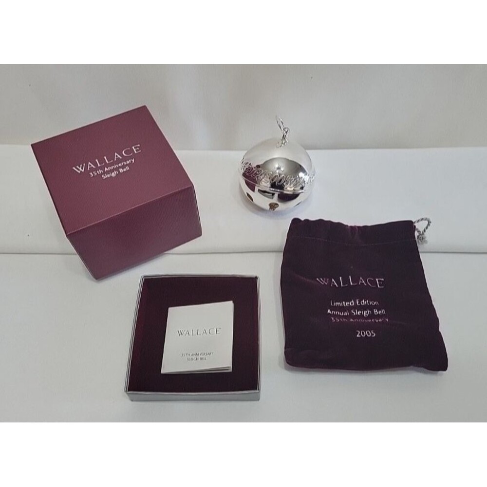Wallace 2005 Annual Sleigh Bell 35th Anniversary Silverplate Ornament Boxed Ltd